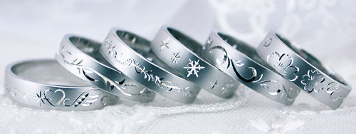 結婚指輪の和彫り彫刻