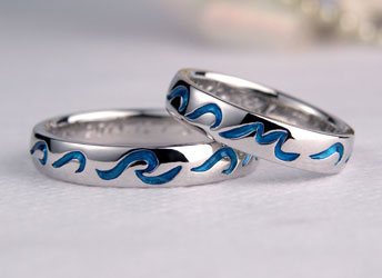 兵庫県　小笠様　ブルーの波手作り結婚指輪