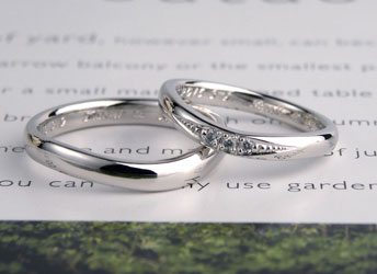 兵庫県　望月様　U字型指が細く見える手作り結婚指輪