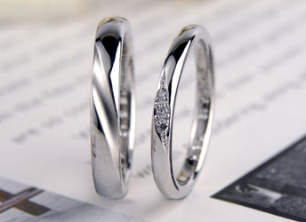 京都府　梅津様　小さいダイヤ細身の手作り結婚指輪