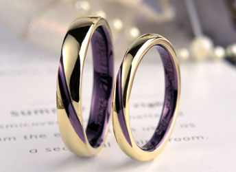 兵庫県　中村様　イエローゴールド紫コートの手作り結婚指輪