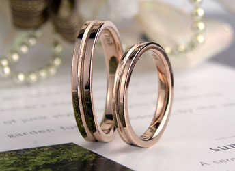兵庫県　小林様　平打ち型中央溝ラインピンクゴールド手作り結婚指輪