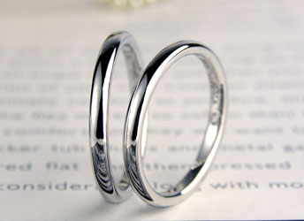 兵庫県　神吉様　細いストレート甲丸型手作り結婚指輪