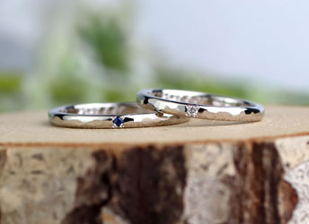 自作槌目模様の手作り結婚指輪
