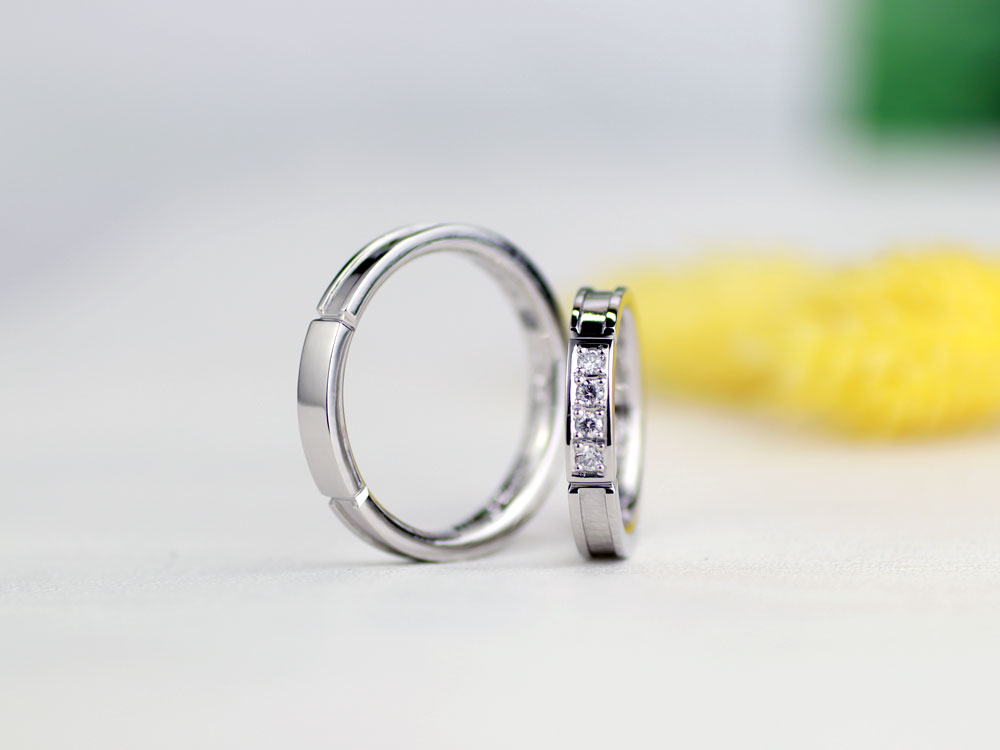 クールなダイヤ手作り結婚指輪