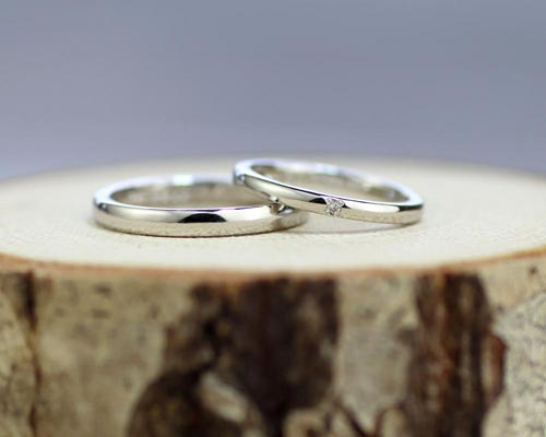 シンプル甲丸彫金手作り結婚指輪