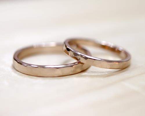 ピンクゴールド手作り結婚指輪