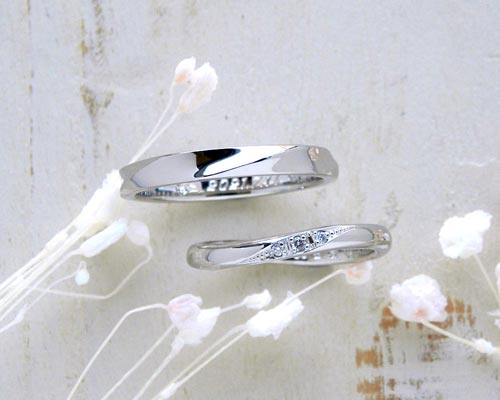 プラチナで仕上がった手作り結婚指輪