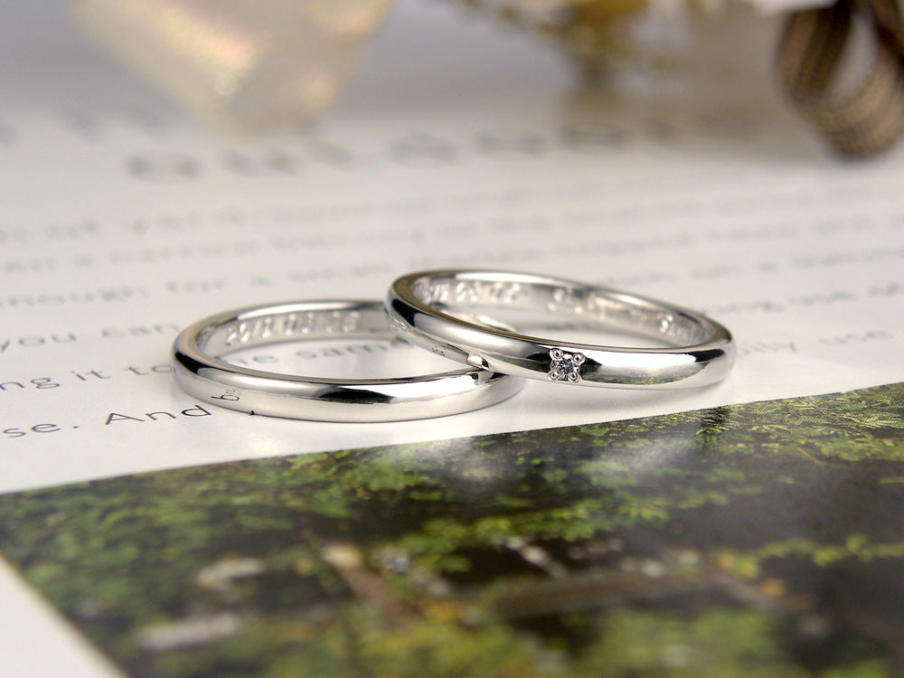 シンプル甲丸型プラチナ手作り結婚指輪