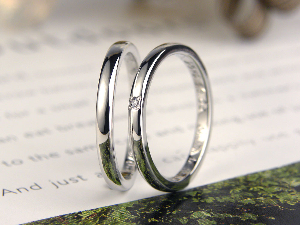 シンプル甲丸型プラチナ手作り結婚指輪