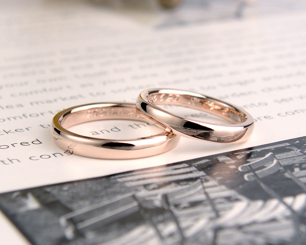 ピンクゴールドシンプル手作り結婚指輪