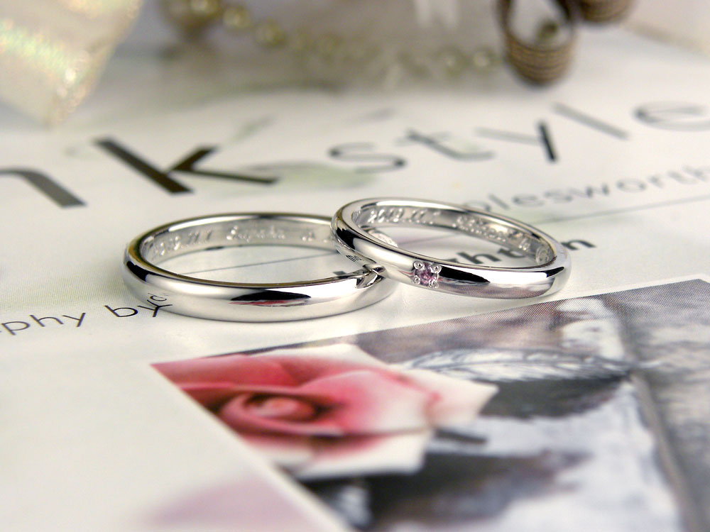 希少なピンクダイヤ手作り結婚指輪