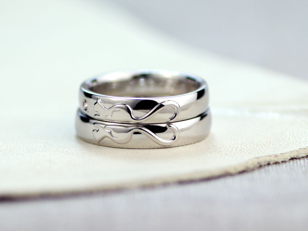 猫のしっぽがハートに重なるオーダー結婚指輪 手作り結婚指輪ギャラリー
