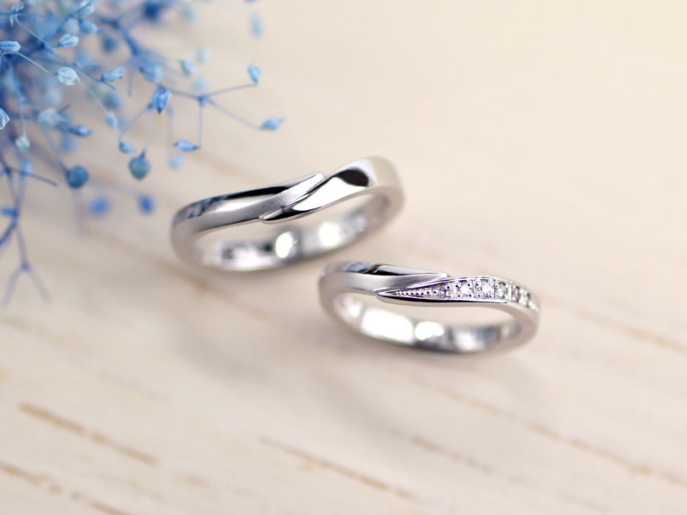 U字型ダイヤモンド手作り結婚指輪