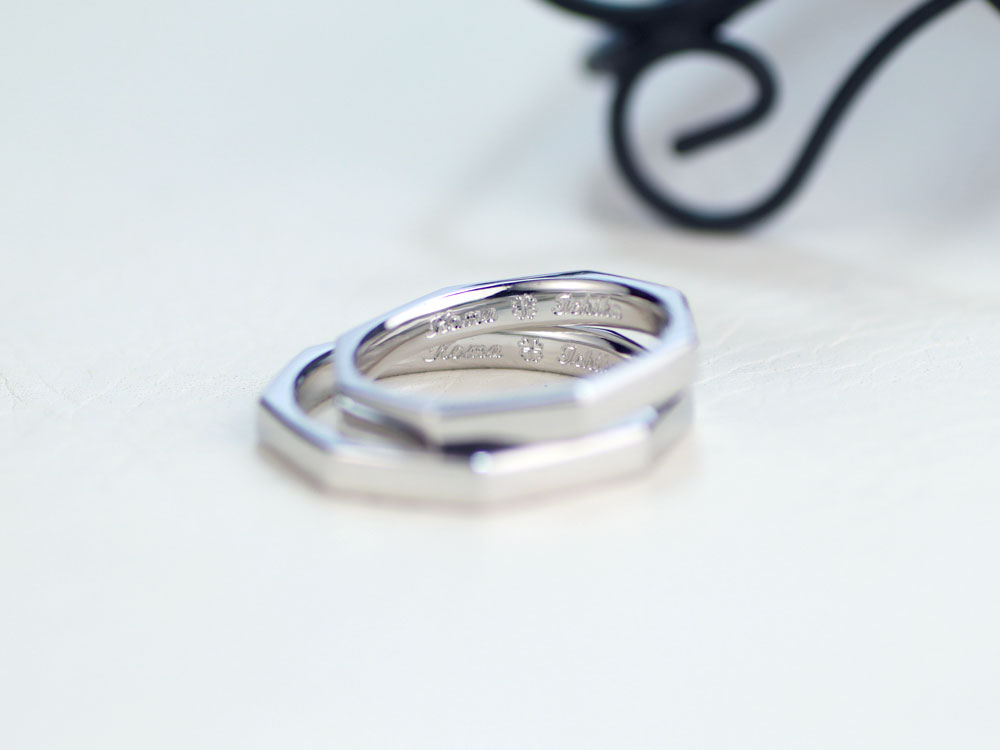 八角形の手作り結婚指輪