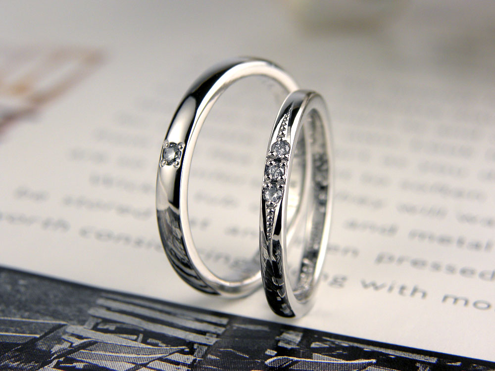 メンズにもダイヤを入れた手作り結婚指輪