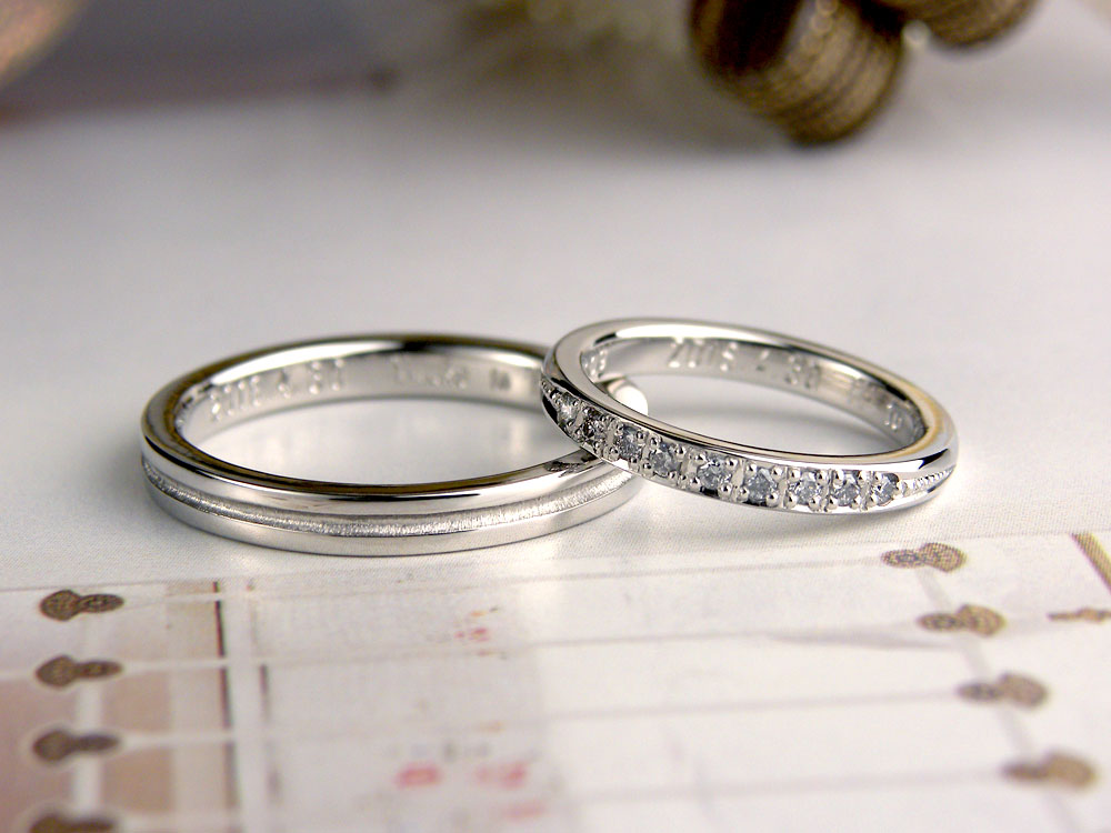 エレガントとカジュアルの組み合わせ手作り結婚指輪