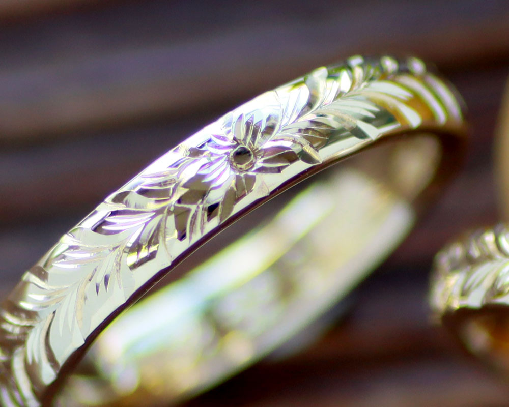 手彫りハワイアン彫刻結婚指輪