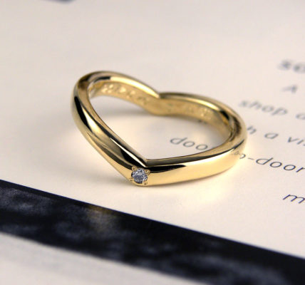 ハート型イエローゴールド手作り婚約指輪