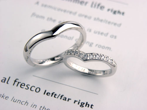 V字型手作り結婚指輪の完成